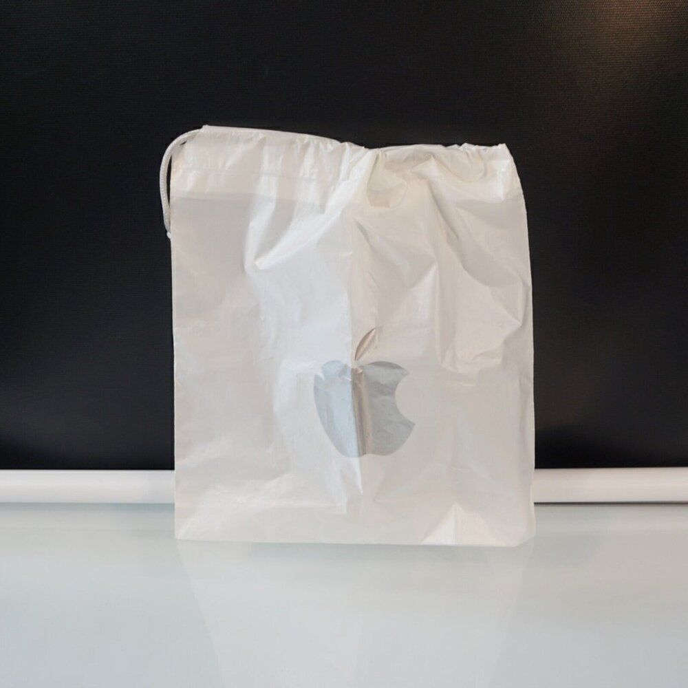 Genuine Apple Silver Logo Store Plastic Drawstring Bag - Picture 4 of 4